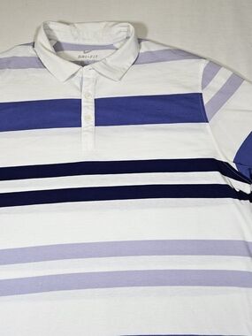Nike Men's Dri-Fit Victory Striped Golf Polo White Purple Blue Large AV4172-10